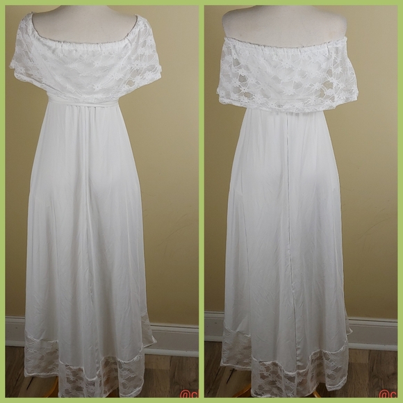 White hi low nightgown w/ sash - Picture 3 of 6